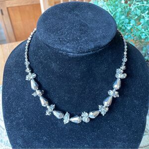 You & I Silvertone Clear Crystal Bauble Necklace Statement Bubble Beads